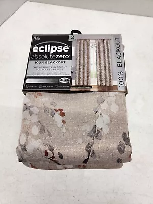 NEW Eclipse Zero 100% Blackout 74” W 84” L Curtains 2 Pocket Panels Axel Wheat • $19.95