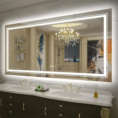 LUVODI Dual Light LED Illuminated Bathroom Mirror Anti-fog Shatterproof Aluminum • $129.90
