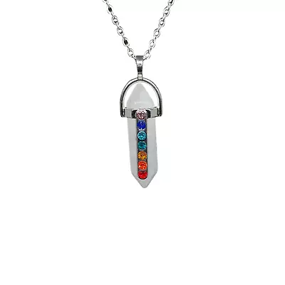 USA Seller Natural 7 Chakra Stone Necklace Pendant Agate Healing Crystal • $10.95