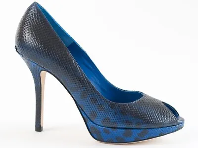 New  Dior Blue Snake Skin Leather Shoes  Size 39 US 9 • $335.75