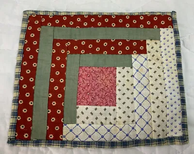 Vintage Antique Patchwork Quilt Table Topper Log Cabin Early Calico Prints • $8.15