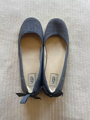 Ladies Ugg Bow Back Ballet Pump/Espedrill Shoes In Chambrey Blue UK Size 9.5 • £29.99