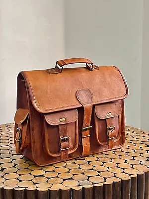 24  Large Leather Vintage Men Messenger Shoulder Bag Laptop Satchel Briefcase • $51.30