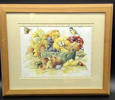 Marjolein Bastin Framed Art Print Summer Sunflowers Berries Birds Butterflies • $48