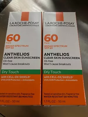 2 X La Roche-Posay Anthelios Clear Skin Dry Touch SPF 60 Sunscreen Exp 5/26 • $18.99