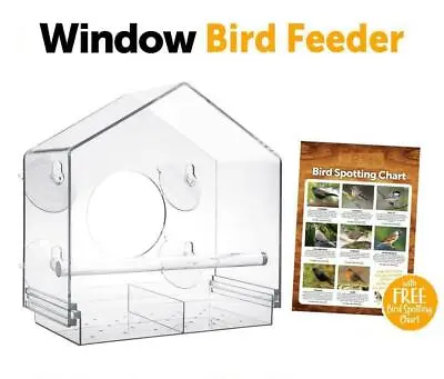 £11.50 • Buy Window Bird Feeder Table Clear Perspex With Suction Cup Hanging Wild Feeding