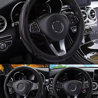 For Volkswagen Car Black Leather Car Steering Wheel Cover Breathable Anti-slip • $7.99