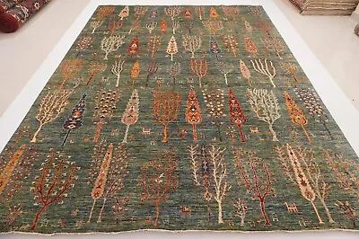 9 X 12 Ft Green Tree Of Life Gabbeh Tribal Afghan Hand Knotted Wool Area Rug • $6997.50