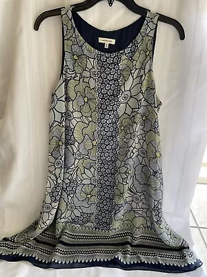 Max Studio Blue Floral Boatneck Sleeveless Lined Dress Women's Sz S • $18