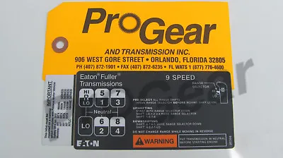 Fuller Transmission 9 Speed RT RTX Shift Pattern 20398  H  Pattern • $28.59