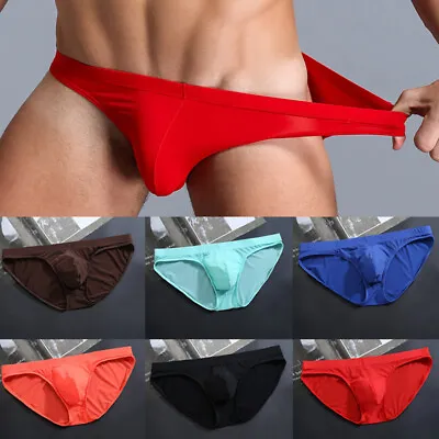 Mens Ice Silk Briefs Seamless Underwear Bulge Pouch Underpants Knickers Panties • £3.84