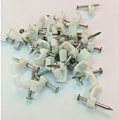 White Cable Clips 4mm X 2mm For Speaker Wire - Quantity: 100 • £3.99