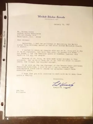 SIGNED Edward Kennedy Ltr RE: His MLK Birthday Sermon In Boston-Jan 1987 • $425