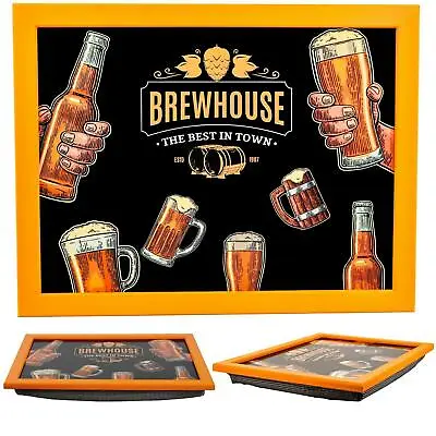 Brew House Soft  Padded Cushioned Wooden Bean Bag Laptop Dinner Food TV Tray • £10.99