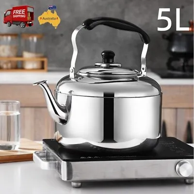 5L Stainless Steel Kettle Whistling Tea Kettle Coffee Kitchen Stovetop Induction • $31