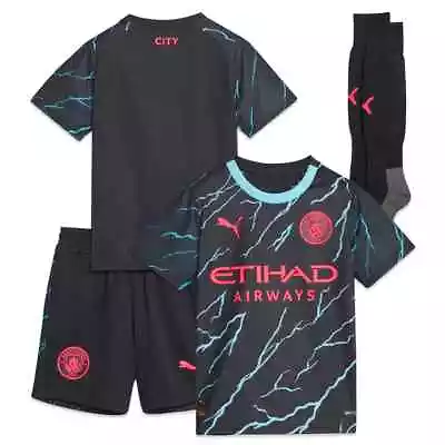 Manchester City Kids Football 3rd Third Kit 2023 2024 New Tags Includes Socks • £36.99