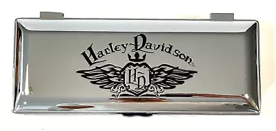 Harley Davidson Motorcycle Silver Chrome Jewelry Box W/Black Felt & Mirror Rare • $79.95