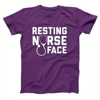 Resting Nurse Face Funny Medical Gift Purple Basic Men's T-Shirt • $20
