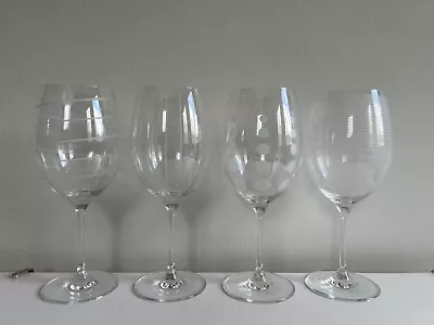 Mikasa Cheers Barware Set Of 4 White Wine Glasses 16oz Swirl Dot Stripes 8-3/4” • $55