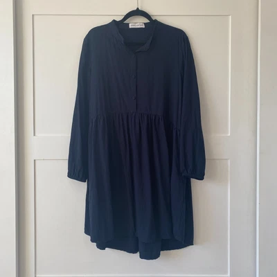 $39.99 • Buy Legoe Heritage Navy Blue Long Sleeve Nursing Maternity Button Dress Size 0 XS