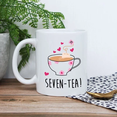 Printed Coffee Mug Seven Tea Design Mum 70th Birthday Gifts For Women Her Sevent • £16.95