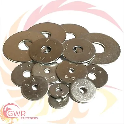 M4 M5 M6 M8 M10 M12 Penny Washers A4 Stainless Steel Marine Repair Mudguard • £4.33