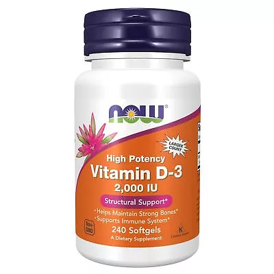 NOW FOODS Vitamin D-3 2000 IU - 240 Softgels • $13.46