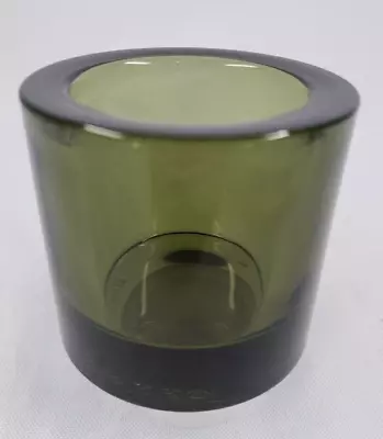 Marimekko Olive Green Heavy Glass Votive Candle Holder • $35.99