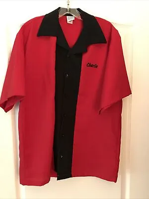 Vintage 1980’s Bowling Shirt Charlie Red And Black Size M • $15