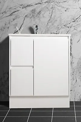 750mm Freestanding White Vanity Bathroom Cabinet Ceramic Basin/Stone Top • $279