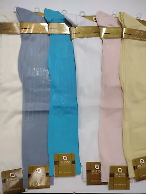 Mens Origins Silky Sheer Over The Calf Nylon Dress Socks Pastel Colors 6-Pack • $51