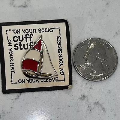 Vtg Cuff Stuff Pin Sail Boat MOC￼ • $7.99