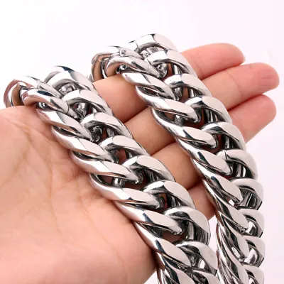 22mm Heavy Mens Necklace Stainless Steel Cuban Link Chain Strong Mens Jewelry • $10.99