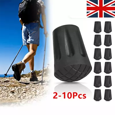 2/10x Walking Stick Tips Rubber Trekking Pole Tips Replacement Feet Hiking Poles • £3.47