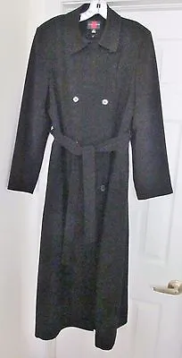 GALLERY Women's Long Coat Zip Out Lined Double Breasted Military Size 8  • $68.58