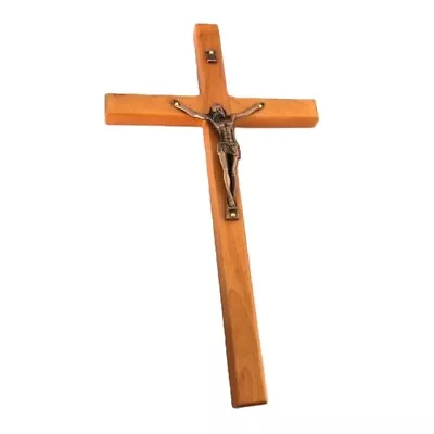 Crucifix Wall Solid Wood Catholic Decoration For Wall Christian • £9.56