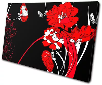 Illustration Floral Swirls Vector SINGLE CANVAS WALL ART Picture Print VA • $64.99