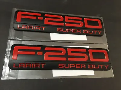 2005 2006 2007 New F250 Lariat Super Duty Fender Emblem Badge Matte Black /Red • $35.95