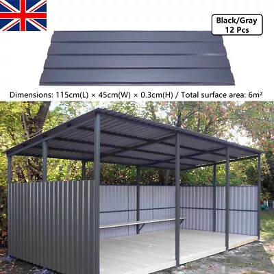 12 PCS Roof Sheets Corrugated Profile Galvanized Metal Roofing Sheet Panel Grey • £55.98