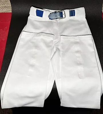 Easton Baseball Pants 33-inseam Mens Medium Straight Leg White  W/ Blue Belt • $15.99