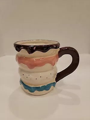 Boston Warehouse 18oz Donut Stack Mug Handprinted Unique Design Fun 18oz Cup  • $11.99