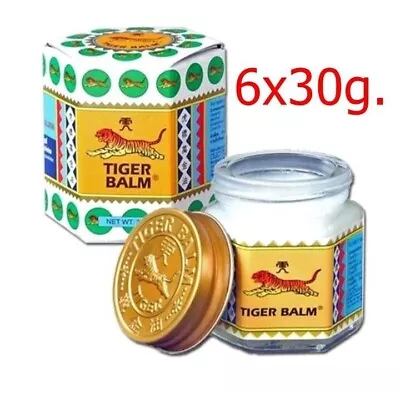 6x30g White Tiger Balm HR Thai Ointment Muscular Aches Pain Relief • $56.90