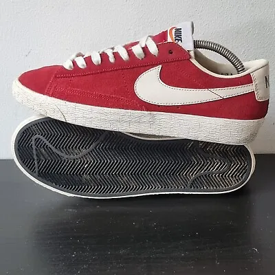 £22 • Buy Nike Blazer Low Size UK 7 EU 41 Premium Vintage Red White Suede Trainers Shoes