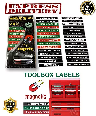 Magnetic Toolbox Labels 30 Pack Drawer Tool Box Chest Mechanic Organizer Sticker • $20.99