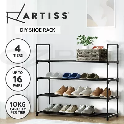 $17.96 • Buy Artiss Shoe Rack Stackable 4 Tiers 80cm Shoes Shelves Storage Stand Black