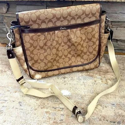 Coach Messenger Bag Signature Canvas Monogram Diaper Bag Laptop Purse Crossbody • $189