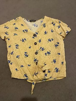 Girls Mustard Floral Summer Top From Primark Age 12 To 13 • £1.50