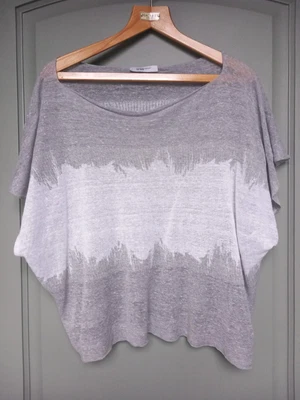 £32 • Buy Crea Concept Linen Mix Grey And White Top T Shirt 42