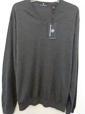 Hart Schaffner Marx Sweater Men XL Grey V Neck 100% Merino Wool New With Tags • $25.20