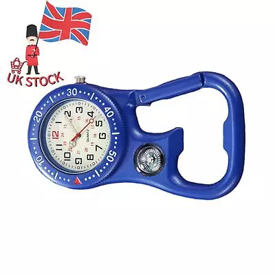 Men Women Carabiner Clip-on Quartz Watch Compass Corkscrew Luminous Pocket Watch • £14.15